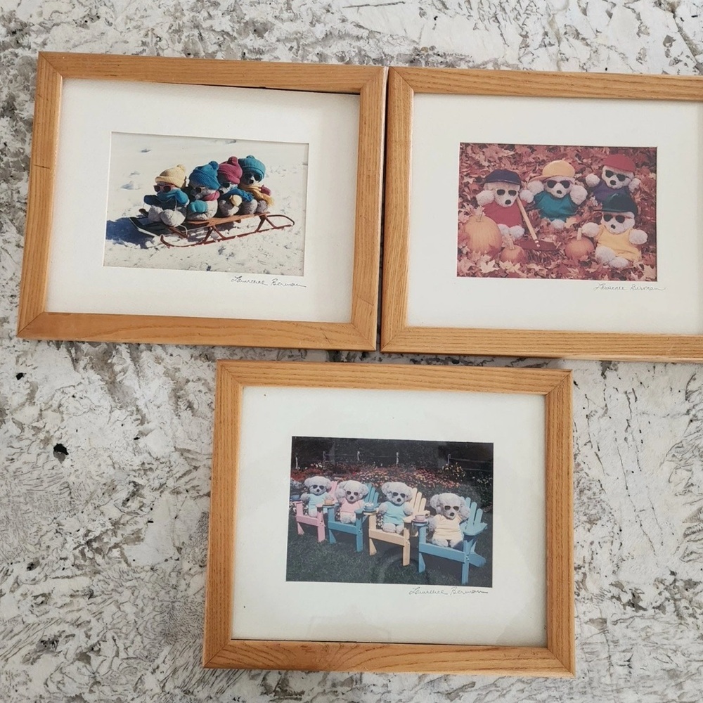 Vintage Lawrence Berman Framed Bear Photography Prints Signed – Set of 3